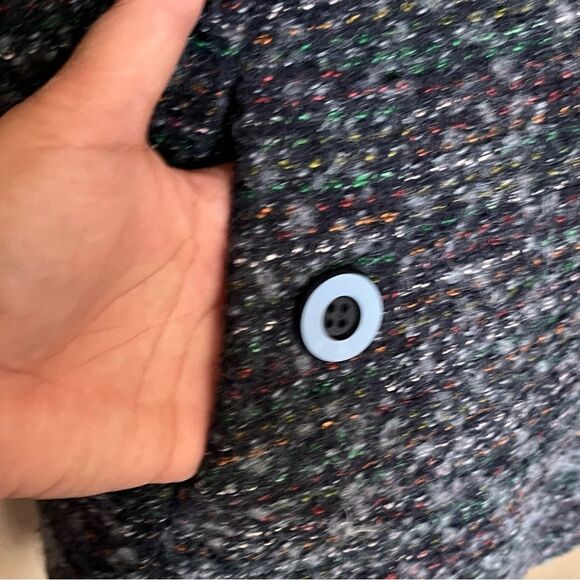 For Cynthia Wool Blend Blue Multi Color Button Front Hooded Vest Size Medium - Picture 7 of 11